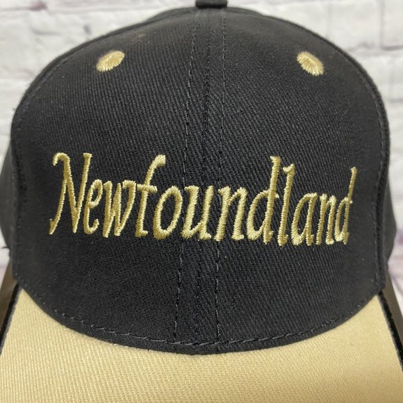 Vintage Hat Cap Strap Back Black Brown Bill Newfoundland Canada Embroidered - Picture 6 of 11